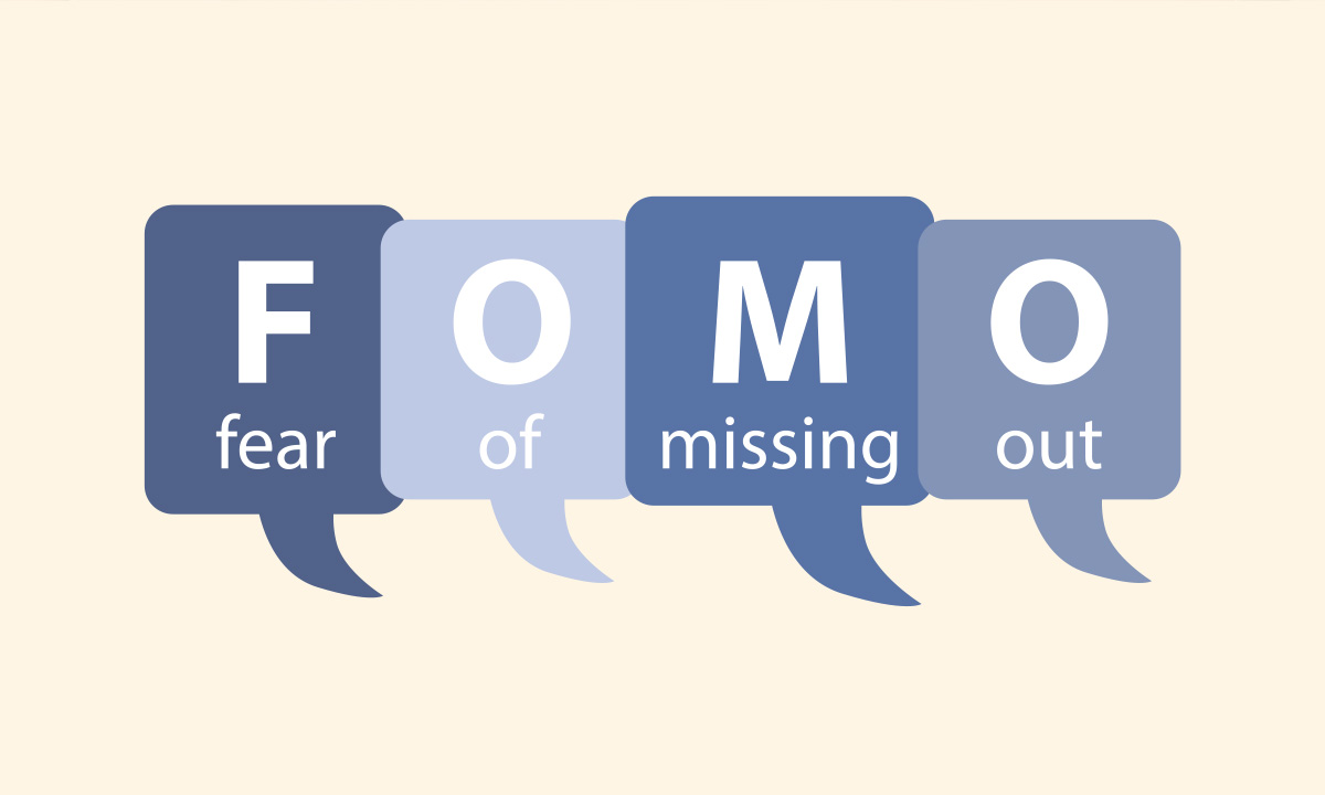 Grafische Darstellung: FOMO als Akronym für Fear of Missing Out