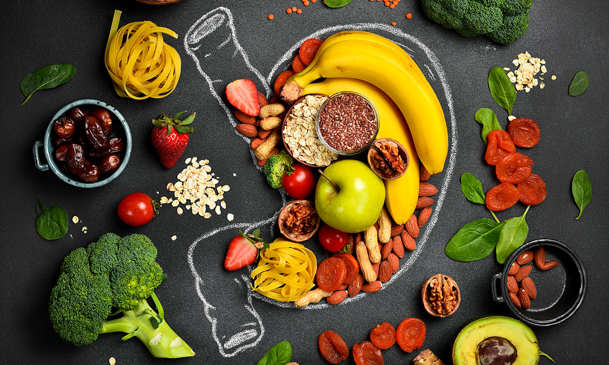 Bild eines Darms, gefüllt mit pflanzlichen Lebensmitteln