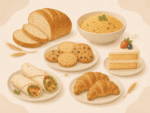 Brot, Gebäck, Couscous, Wraps und weitere getreidehaltige Lebensmittel.